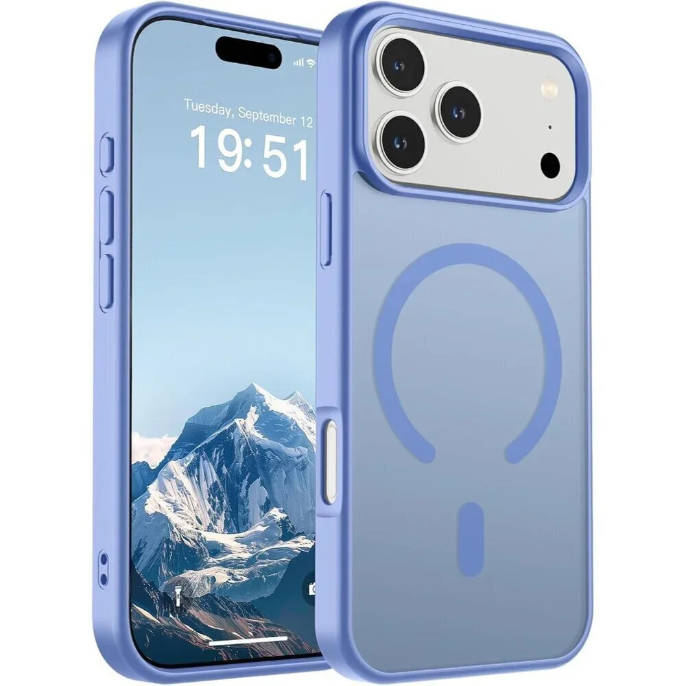 Blue Purple I-phone 17 Pro Max Case Compatible Mag Safe Matte Shockproof